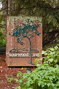 sourwood Inn Sign at front of driveway off of Elk Mountain Scenic HWY