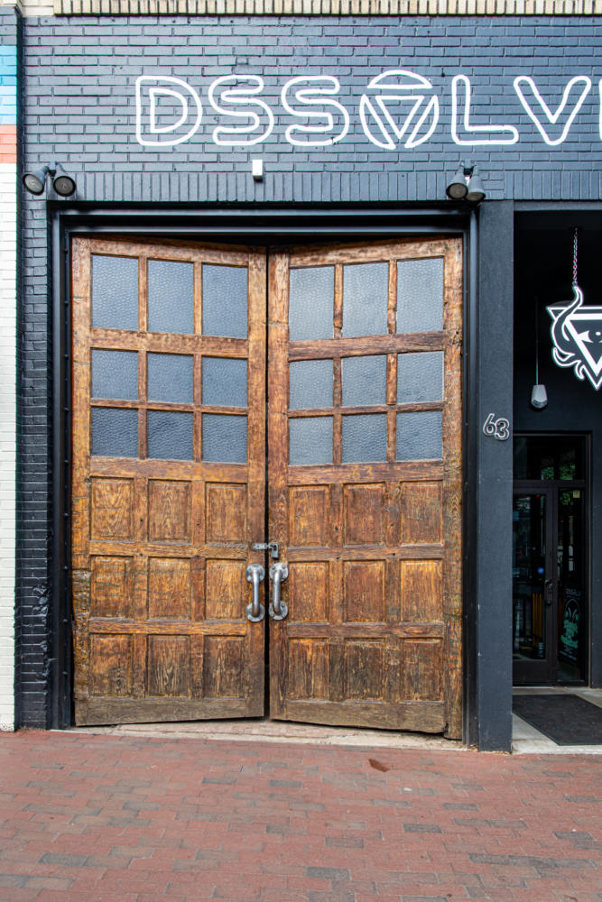 Wooden door in downtown Asheville