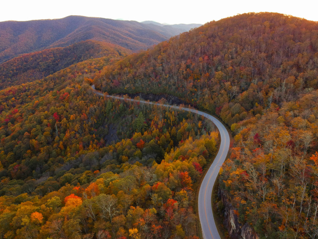 Aerial view of the Blue Ridge Parkway