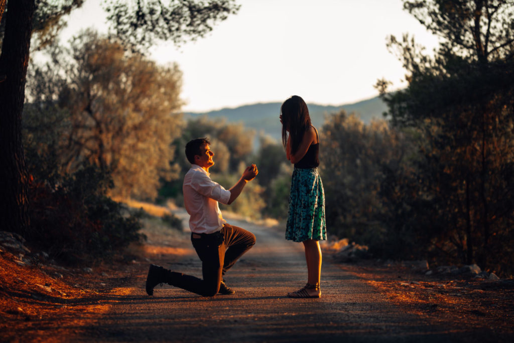 Couple proposing