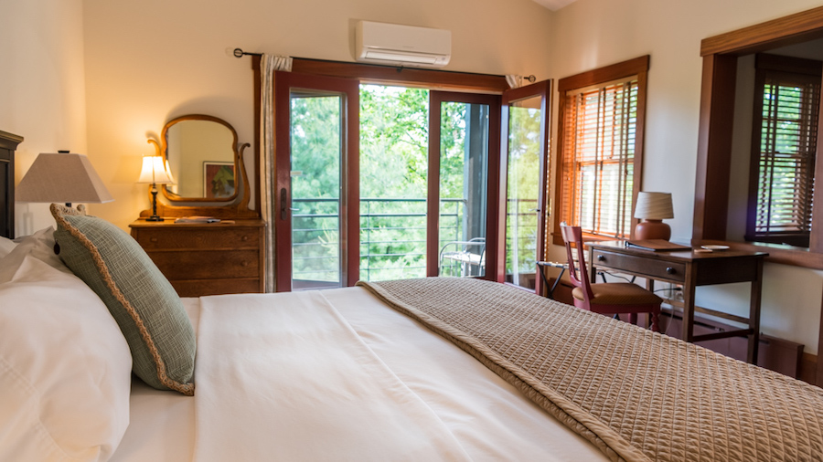 Guest room with french doors