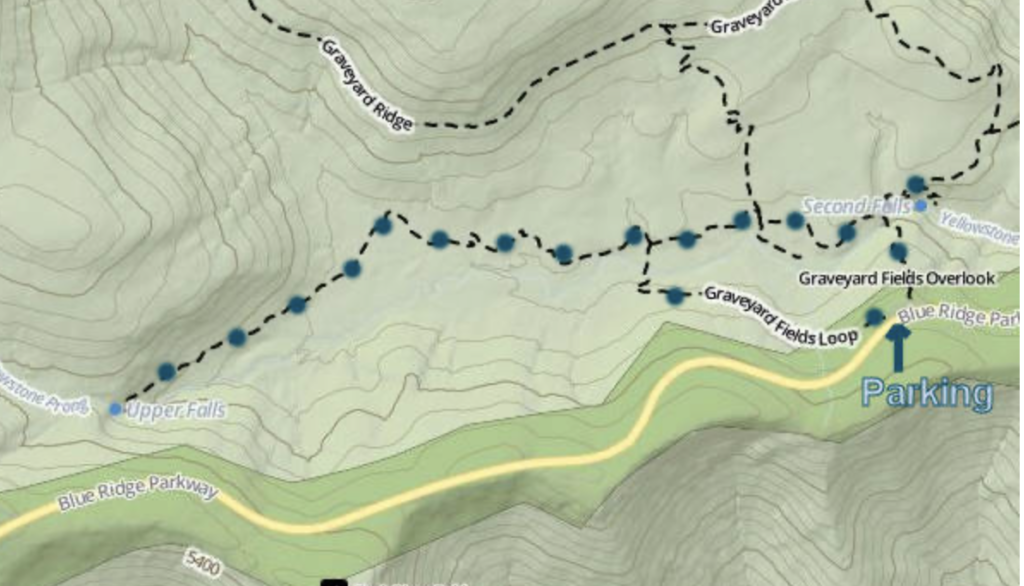 Map showing hiking trails